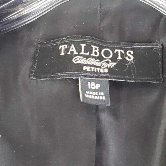 Talbots Blazer Jacket Womens Size 16p Petite Black Button Wool Stretch Lined - Picture 6 of 8